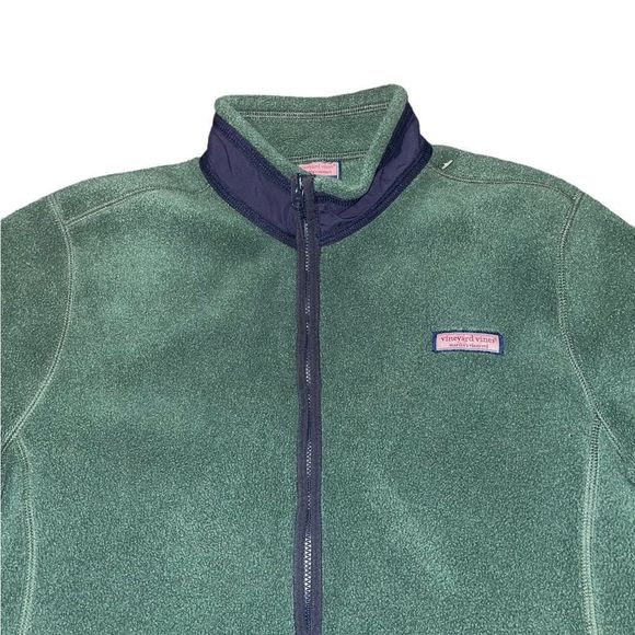 Vineyard Vines Green Fleece Full Zip Coat Jacket Size Large - Picture 2 of 9
